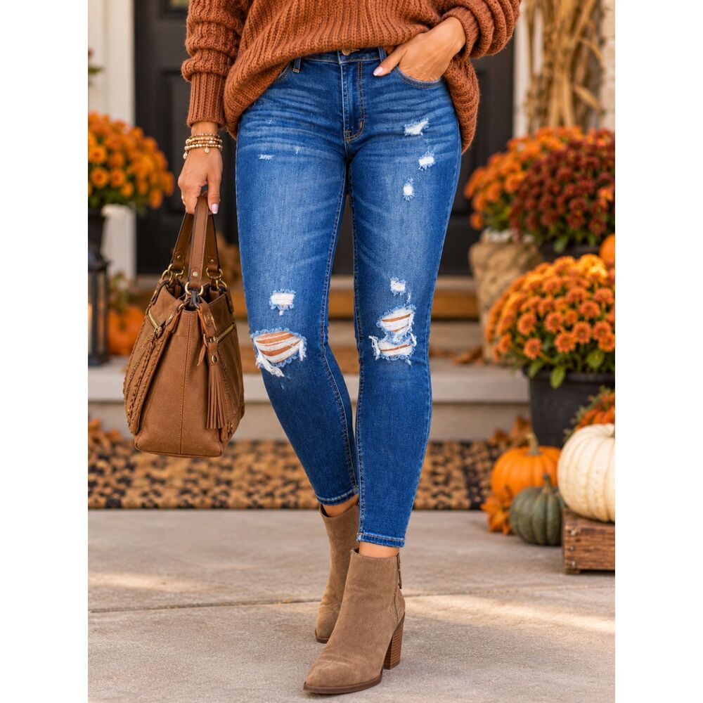 Old Navy Rockstar Super Skinny Jeans 8 High Rise Distressed Ripped Blue Stretch